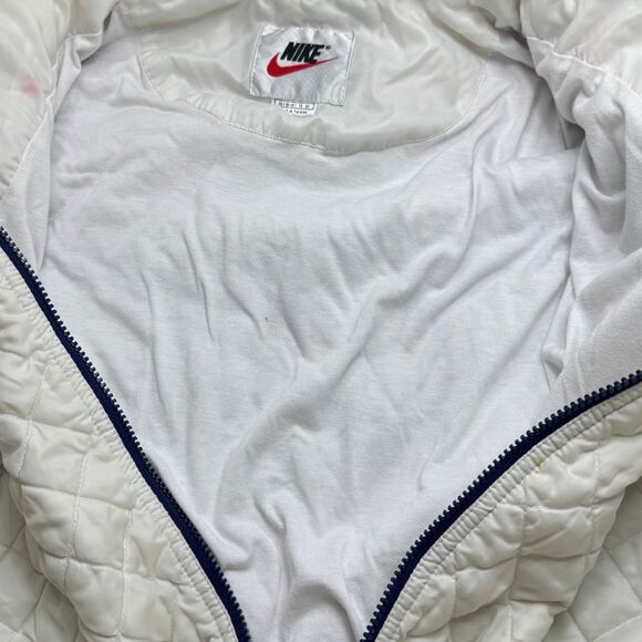 Nike Big Swoosh Quilted Full Zip White Windbreaker Jacket Size XL 16/18 90's - Picture 11 of 12
